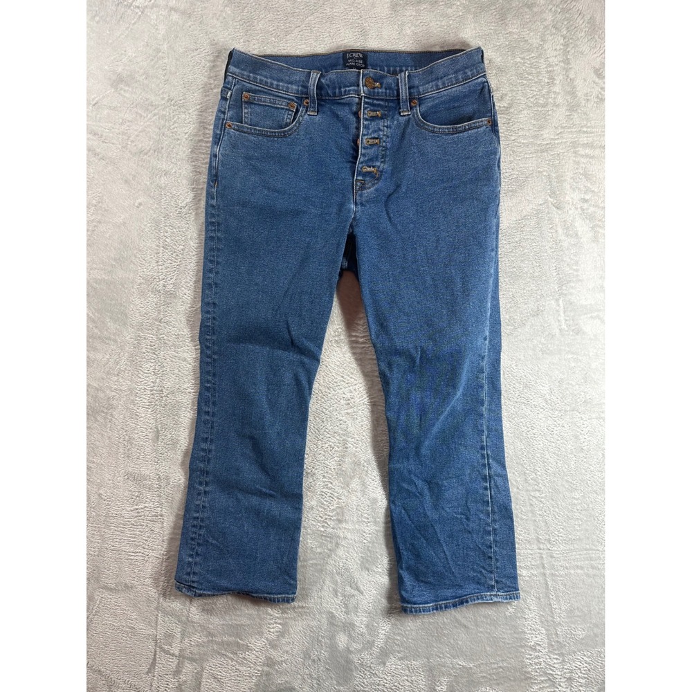 J. Crew Mid Rise Flare Crop Jeans Button Fly Denim Size 27